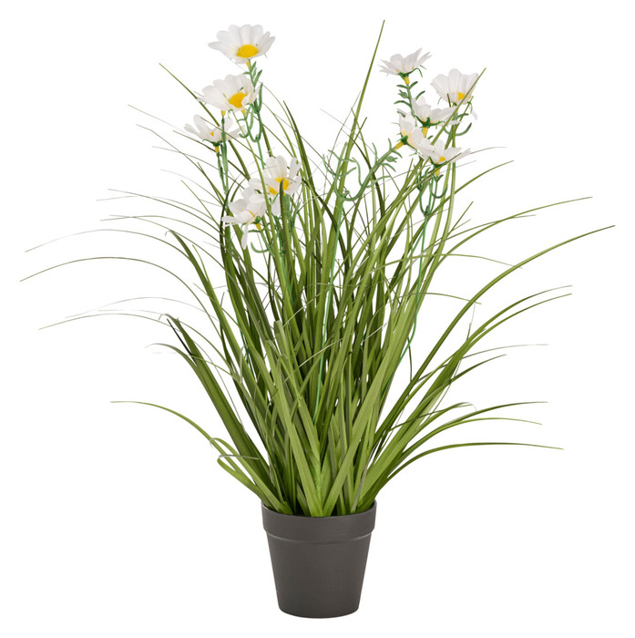 Kunstgræs med margueritblomster 50 cm